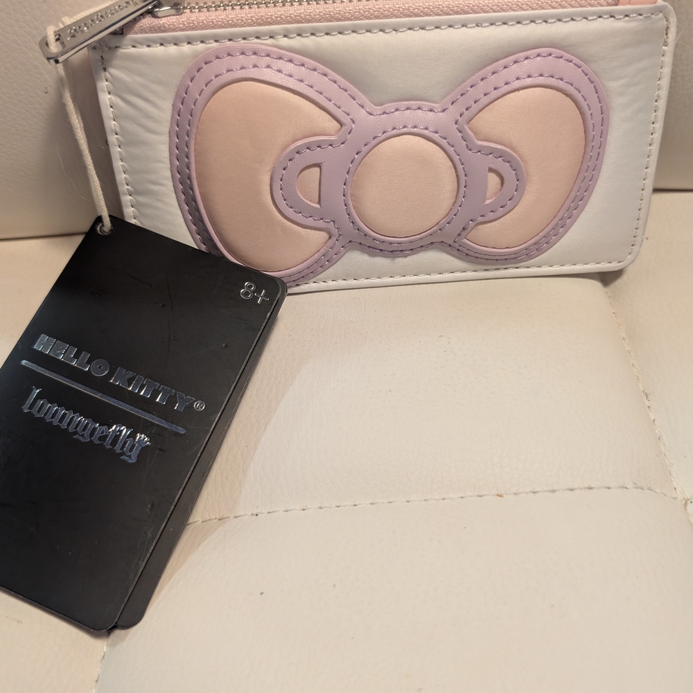 Loungefly x Pastel Hello Kitty Stripe Zip Cardholder - White, Lilac, Blush